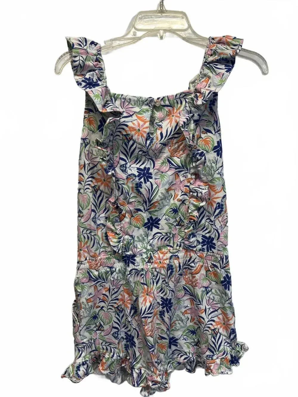 Polo Ralph Lauren Girls Romper Floral Ruffle Cinch Waist Shorts Size XL (16) EUC